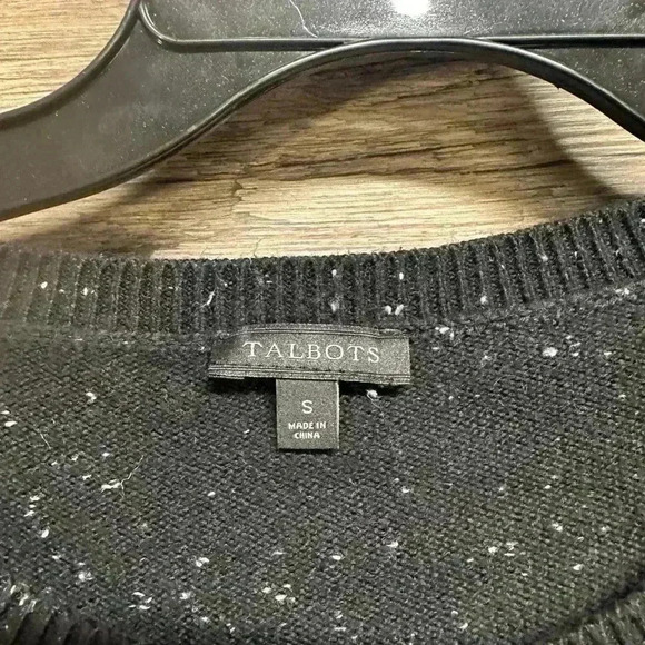 Talbots Black Tie Front Ribbed Knee-Length Sweater Dress - Picture 4 of 4